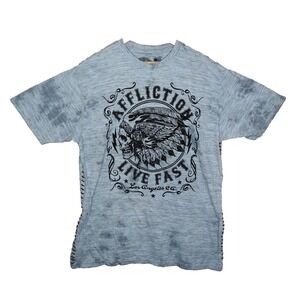 Affliction T Shirt Mens 3XL Gray Short Sleeve American Customs Apache Motors Tee